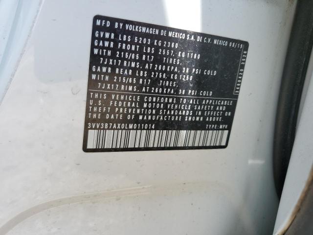 3VV3B7AX0LM011014 - 2020 VOLKSWAGEN TIGUAN SE თეთრი ფოტო 12