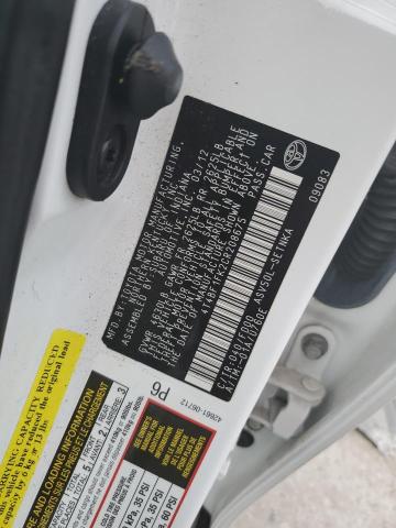 4T4BF1FK2CR208675 - 2012 TOYOTA CAMRY BASE WHITE photo 12