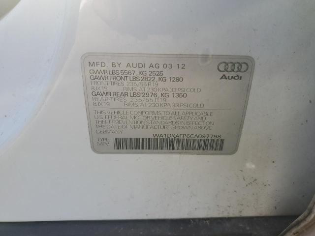 WA1DKAFP6CA097798 - 2012 AUDI Q5 PREMIUM PLUS WHITE photo 14