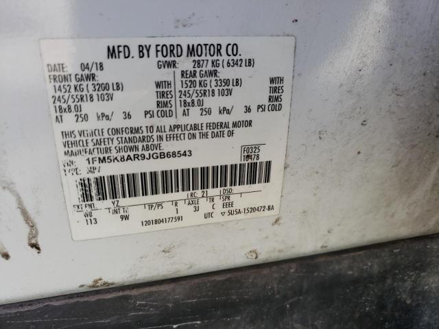 1FM5K8AR9JGB68543 - 2018 FORD EXPLORER POLICE INTERCEPTOR 白色 照片 14