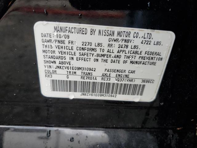 JNKCV61E09M310942 - 2009 INFINITI G37 BASE BLACK photo 13