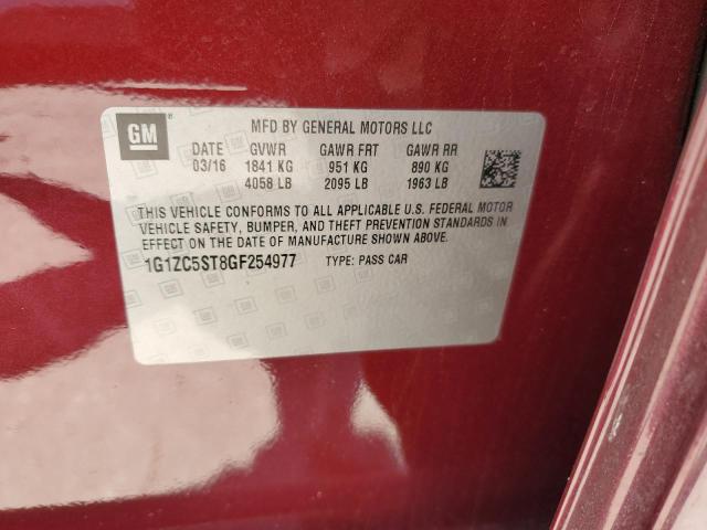 1G1ZC5ST8GF254977 - 2016 CHEVROLET MALIBU LS MAROON photo 12