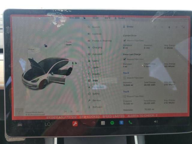 5YJ3E1EA0LF737212 - 2020 TESLA MODEL 3 თეთრი ფოტო 9
