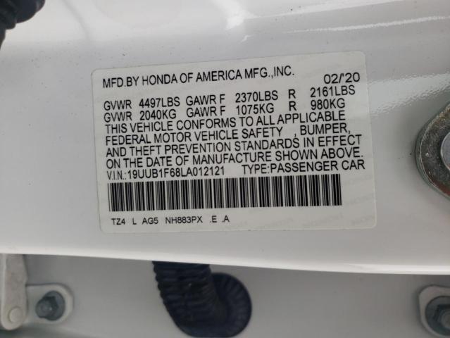 19UUB1F68LA012121 - 2020 ACURA TLX TECHNOLOGY WHITE photo 12