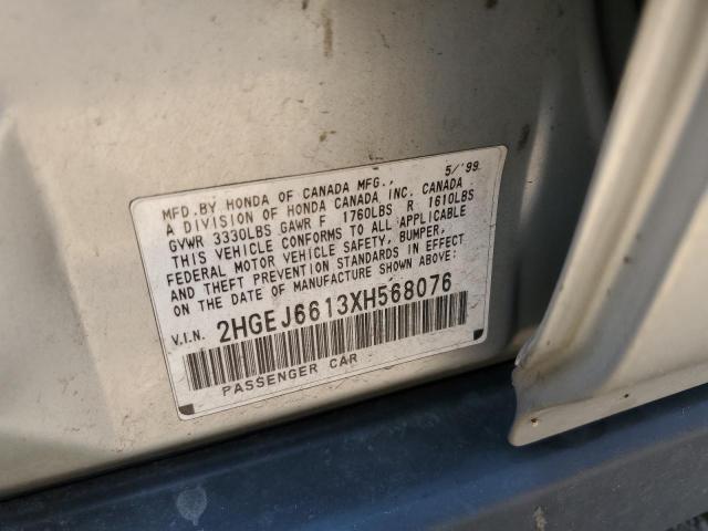 2HGEJ6613XH568076 - 1999 HONDA CIVIC BASE SILVER photo 12