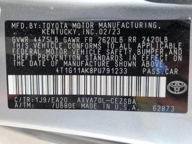 4T1G11AK8PU791233 - 2023 TOYOTA CAMRY SE NIGHT SHADE SILVER photo 13