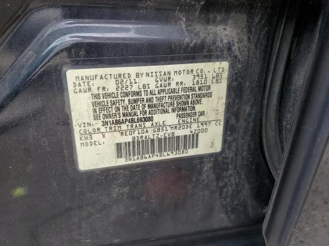 3N1AB6AP4BL693080 - 2011 NISSAN SENTRA 2.0 BLACK photo 12