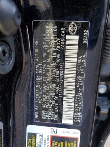 4T1BF1FK9HU681250 - 2017 TOYOTA CAMRY LE BLACK photo 12