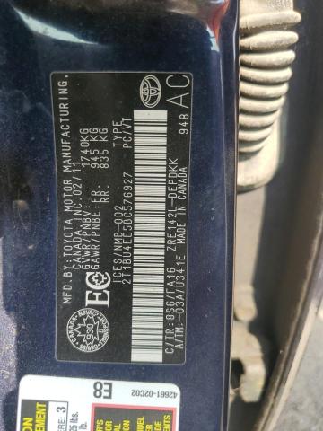 2T1BU4EE5BC576927 - 2011 TOYOTA COROLLA BASE Կապույտ լուսանկար 12