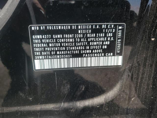 3VWD17AJ2EM393631 - 2014 VOLKSWAGEN JETTA SE BLACK photo 12
