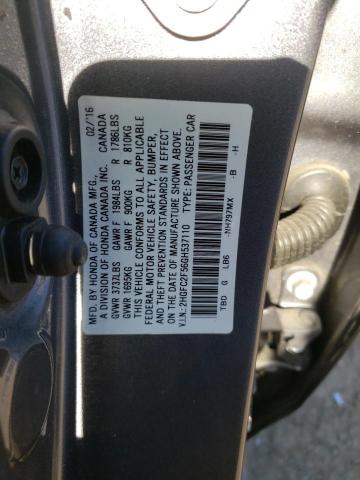 2HGFC2F56GH537110 - 2016 HONDA CIVIC LX GRAY photo 10