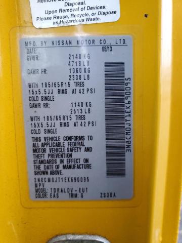 3N8CM0JT1EK690095 - 2014 NISSAN NV200 TAXI YELLOW photo 10