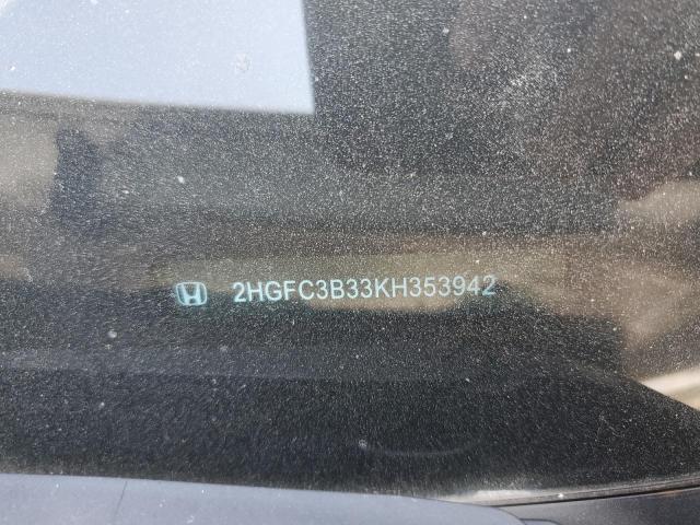 2HGFC3B33KH353942 - 2019 HONDA CIVIC EX Ağ foto 12