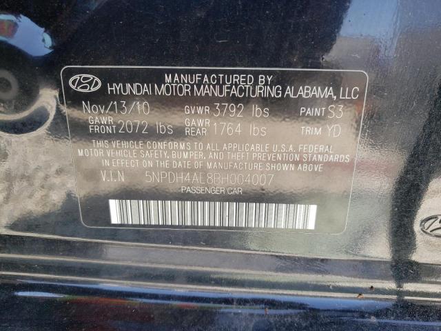 5NPDH4AE8BH004007 - 2011 HYUNDAI ELANTRA GLS BLACK photo 12