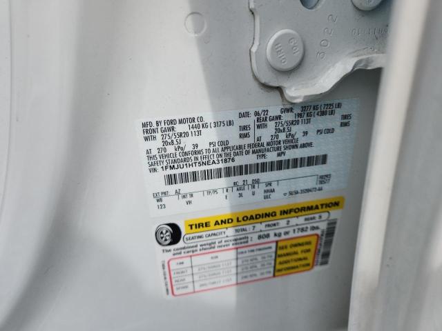 1FMJU1HT5NEA31876 - 2022 FORD EXPEDITION XLT WHITE photo 13