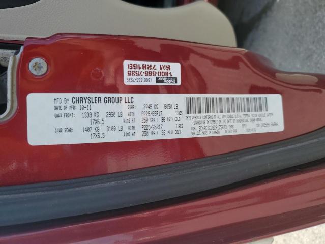 2C4RC1CG8CR175023 - 2012 CHRYSLER TOWN & COU TOURING L BURGUNDY photo 14