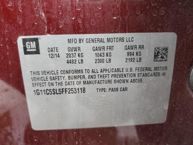 1G11C5SL5FF253118 - 2015 CHEVROLET MALIBU 1LT 勃艮第红 照片 12