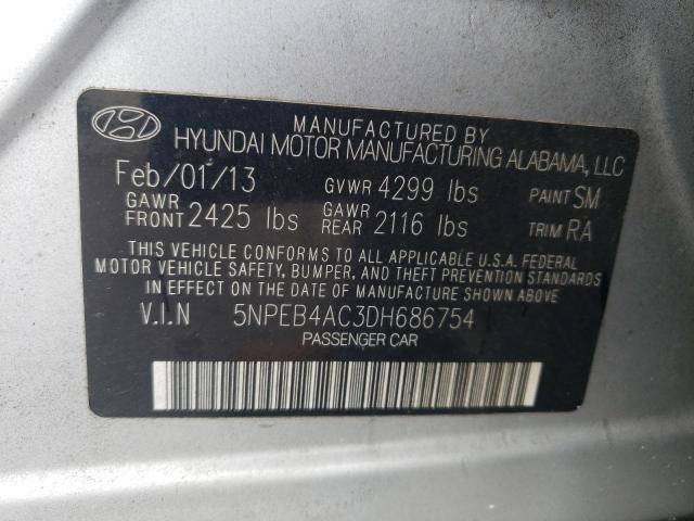 5NPEB4AC3DH686754 - 2013 HYUNDAI SONATA GLS SILVER photo 12