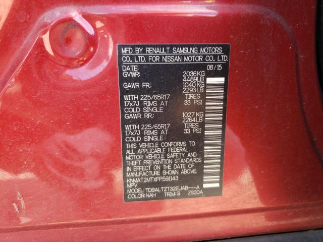 KNMAT2MTXFP591143 - 2015 NISSAN ROGUE S RED photo 12