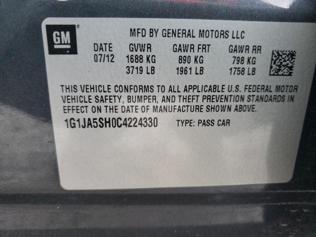 1G1JA5SH0C4224330 - 2012 CHEVROLET SONIC LS GRAY photo 12