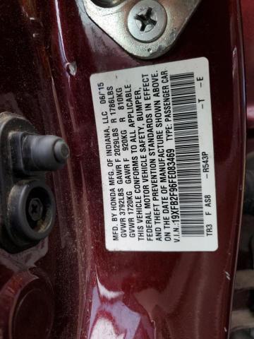 19XFB2F96FE083469 - 2015 HONDA CIVIC EXL BURGUNDY photo 12