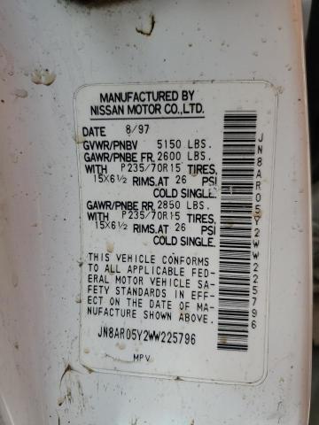JN8AR05Y2WW225796 - 1998 NISSAN PATHFINDER LE WHITE photo 13