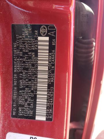 2T1BURHE3JC015200 - 2018 TOYOTA COROLLA L 红色 照片 12