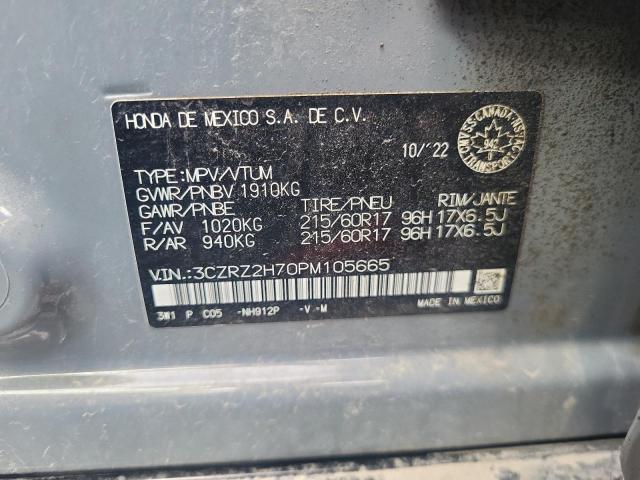 3CZRZ2H70PM105665 - 2023 HONDA HR-V EXL ნაცრისფერი ფოტო 13