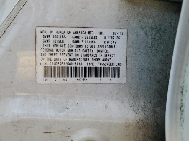 19UDE2F37GA016735 - 2016 ACURA ILX BASE WATCH PLUS WHITE photo 13