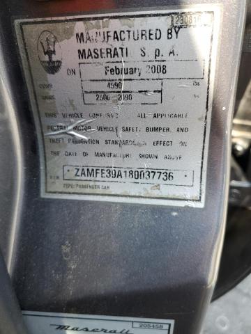 ZAMFE39A180037736 - 2008 MASERATI QUATTROPOR M139 GRAY photo 12