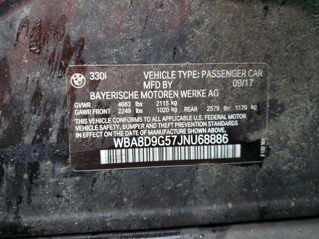 WBA8D9G57JNU68886 - 2018 BMW 330 XI BLACK photo 12