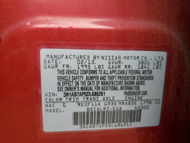 3N1AB7AP5DL686261 - 2013 NISSAN SENTRA S RED photo 13