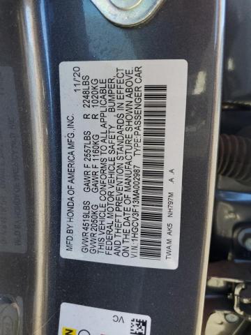 1HGCV3F13MA002987 - 2021 HONDA ACCORD HYBRID CHARCOAL photo 12