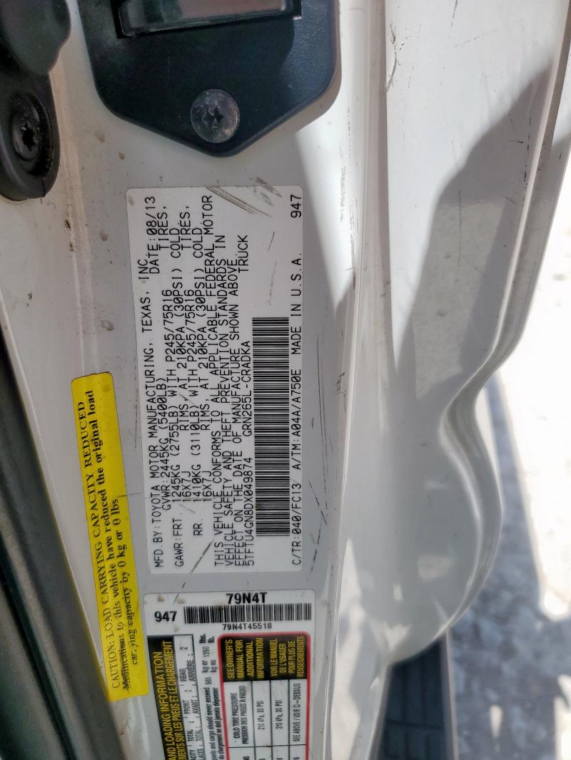 5TFTU4GN8DX049874 - 2013 TOYOTA TACOMA PRERUNNER ACCESS CAB WHITE photo 12