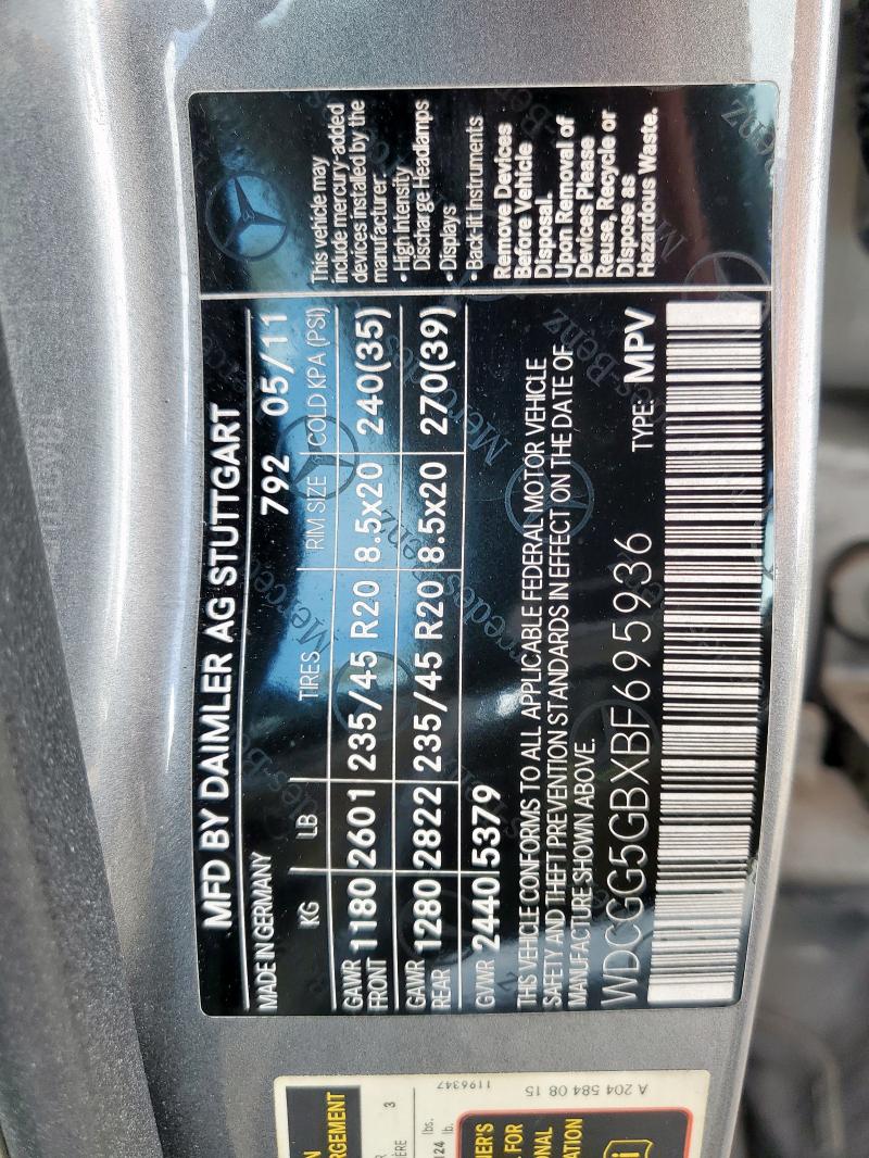 WDCGG5GBXBF695936 - 2011 MERCEDES-BENZ GLK 350 SILVER photo 12