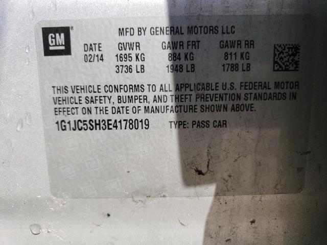 1G1JC5SH3E4178019 - 2014 CHEVROLET SONIC LT SILVER photo 13