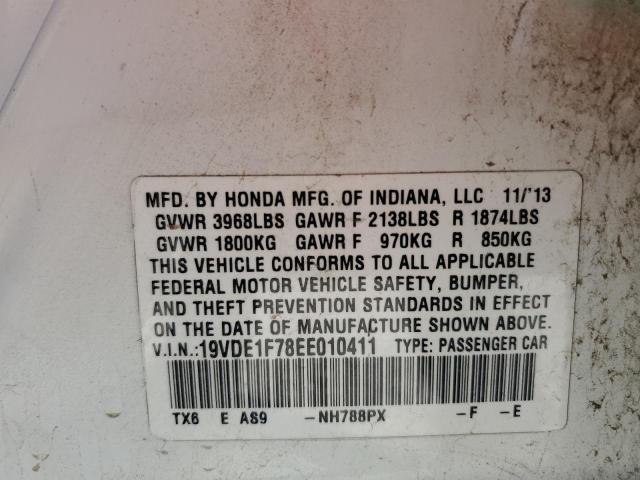 19VDE1F78EE010411 - 2014 ACURA ILX 20 TECH WHITE photo 12