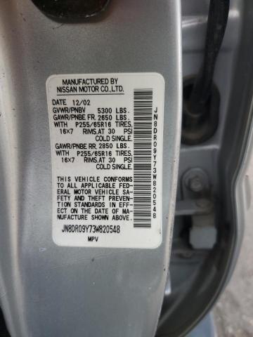 JN8DR09Y73W820548 - 2003 NISSAN PATHFINDER LE 银色 照片 12