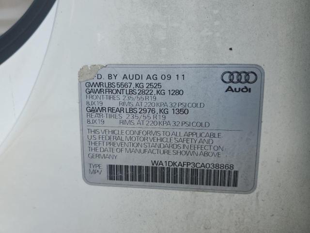 WA1DKAFP3CA038868 - 2012 AUDI Q5 PREMIUM PLUS WHITE photo 13