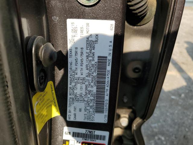 5TFJU4GN7FX084691 - 2015 TOYOTA TACOMA DOUBLE CAB PRERUNNER GRAY photo 12