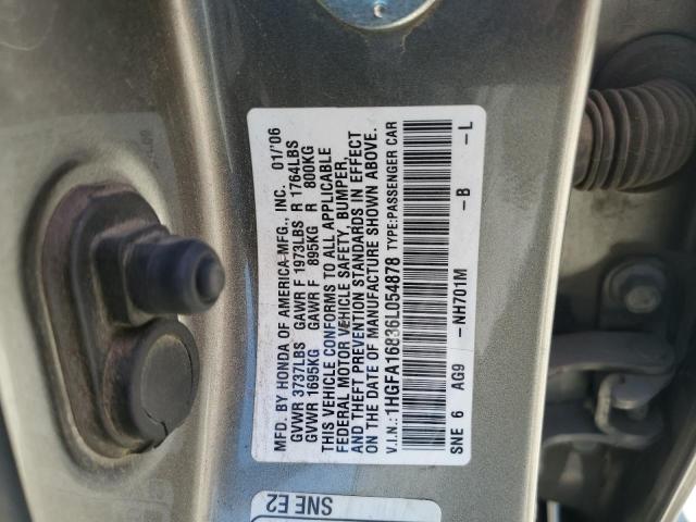 1HGFA16836L054878 - 2006 HONDA CIVIC EX GRAY photo 12