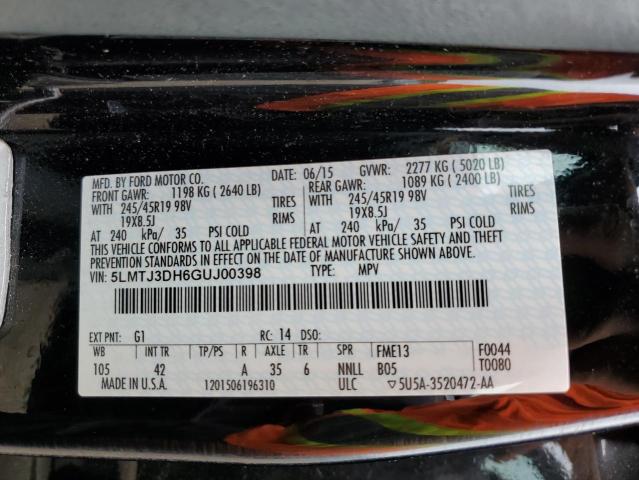 5LMTJ3DH6GUJ00398 - 2016 LINCOLN MKC RESERVE Noir photo 12