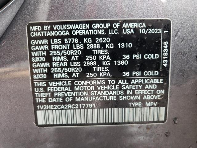 1V2HE2CA2RC217791 - 2024 VOLKSWAGEN ATLAS CROS SE Серый фото 13