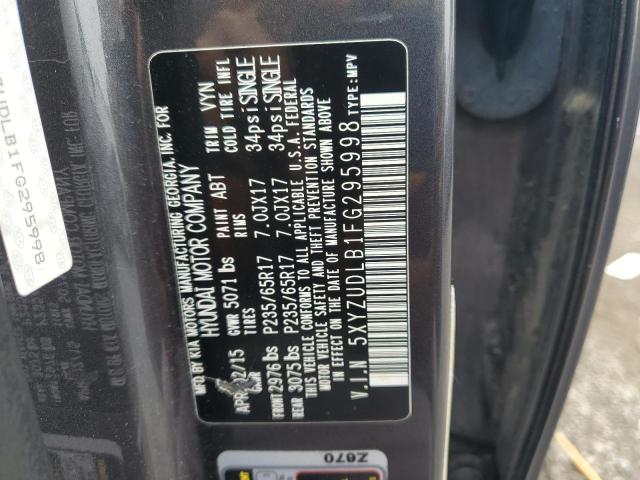 5XYZUDLB1FG295998 - 2015 HYUNDAI SANTA FE S GRAY photo 13