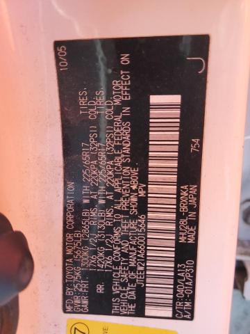 JTEEW21A660015646 - 2006 TOYOTA HIGHLANDER HYBRID WHITE photo 13