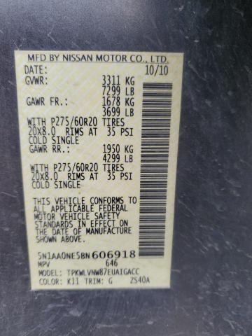 5N1AA0NE5BN606918 - 2011 NISSAN ARMADA PLATINUM GRAY photo 13