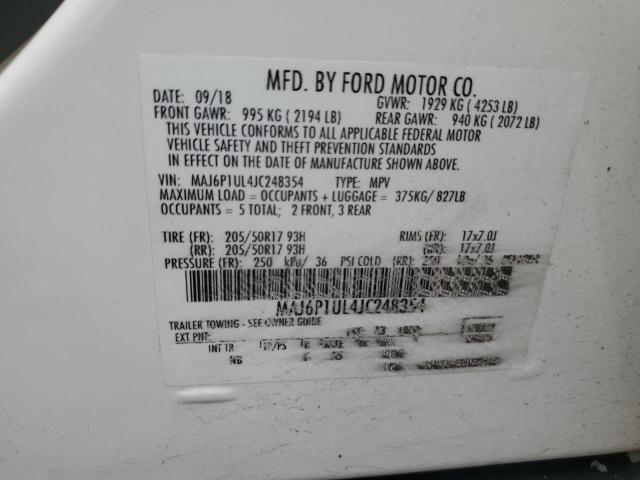 MAJ6P1UL4JC248354 - 2018 FORD ECOSPORT SE Ақ фото 13