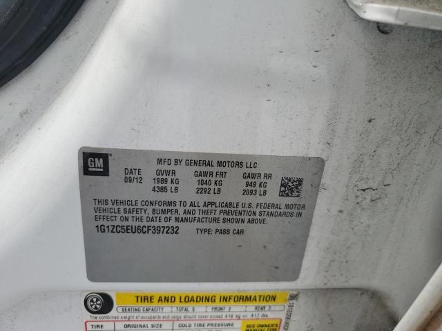 1G1ZC5EU6CF397232 - 2012 CHEVROLET MALIBU 1LT 白色 照片 12