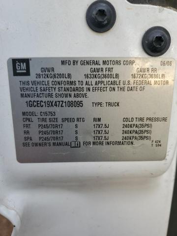 1GCEC19X47Z108095 - 2007 CHEVROLET SILVERADO C1500 CLASSIC WHITE photo 12