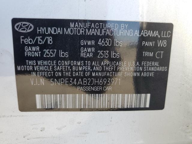 5NPE34AB2JH693971 - 2018 HYUNDAI SONATA SPORT WHITE photo 12